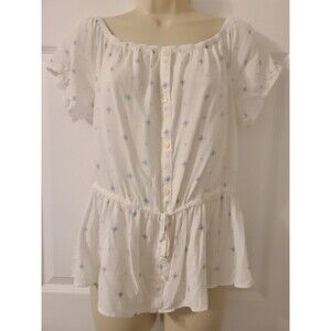 Women's Peasant Top - White- Off/On Shouldet- Abercrombie And Fitch- Large